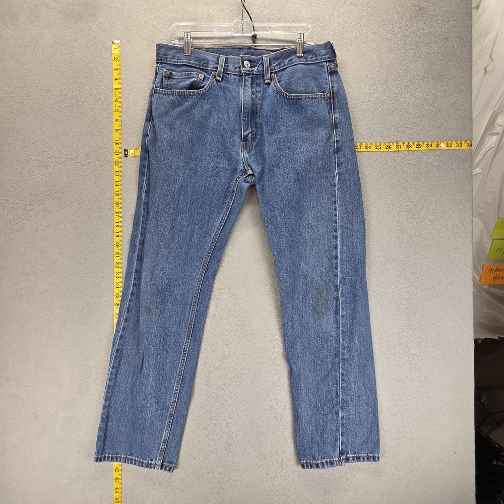 Levis 505 Jeans Mens 34x32 Blue Medium Wash Straight Zip Fly Regular Fit Denim